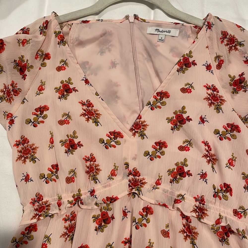 Madewell Tie-Sleeve Ruffle-Waist Midi Dress in Countryside Blooms Size 0 - Picture 7 of 7